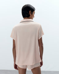 Satin Pajama Short Set with Classic Bow