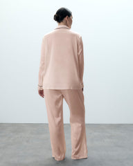 Satin Pajama Set with Black Piping and Bow