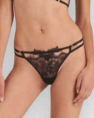 Lace Thong Black Elegant Intricate Design