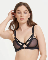 Sculptural Chic Black Bra