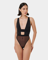 Strappy Sheer Bodysuit Black Lingerie Fashion