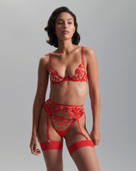Marian Embroidered Balcony Bra Red