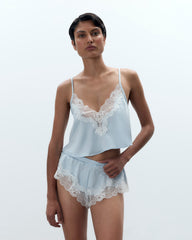 Luxury Satin Cami and Shorts Set in Ice Water Blue