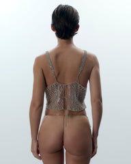 Diamond Lattice Thong Silver Clear