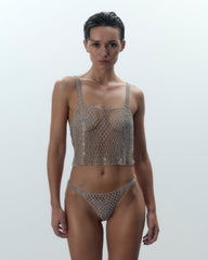 Diamond Lattice Thong Silver Clear