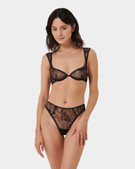 Seraphim High Waist Thong Black Lace