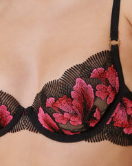 Floral Embroidered Lace Bra Pink Romance