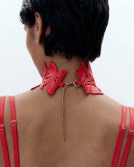 Fiery Red Floral Lace Choker