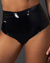 Latex High Waist Hot Pants Black