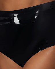 Latex High Waist Hot Pants Black