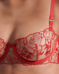 Rosalie Sheer Balcony Bra Red