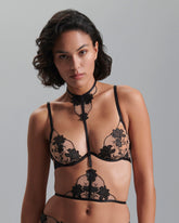 Yvette Harness Sheer Mesh Floral Embroidery