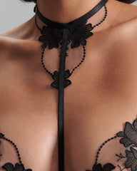 Yvette Harness Sheer Mesh Floral Embroidery