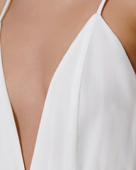 Elegant Loungewear Teddy with Plunge Neckline and Ruffle Skirt