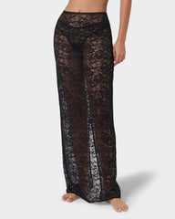 Floral Lace Long Skirt with Rear Split