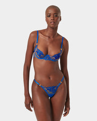 Floral Embroidered Blue Lingerie