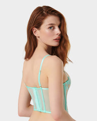 Floral Embroidered Bustier in Paradise Blue