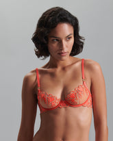 Coral Heart Embroidered Bra Romantic Lingerie