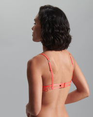 Coral Heart Embroidered Bra Romantic Lingerie