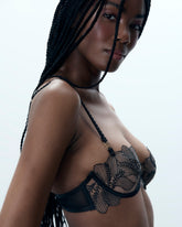 Embroidered Sheer Lingerie Elegant Black Bra