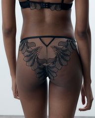Embroidered Sheer Panty Black Floral Lingerie