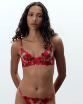 Floral Embroidered Longline Bra Sheer Mesh Romance