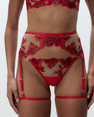 Floral Embroidered Mesh Harness Statement Piece