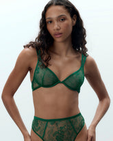 Seraphim Embroidered Sheer Bra Green
