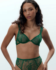 Seraphim Embroidered Sheer Bra Green