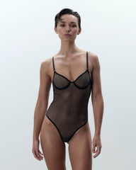 Sheer Mesh Sparkle Bodysuit