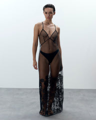 Penelope Sheer Long Chemise Black