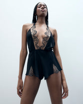 Marisa Chiffon Sheer Teddy Black