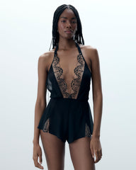 Marisa Chiffon Sheer Teddy Black