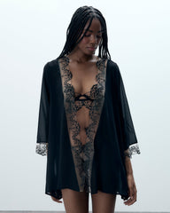 Marisa Chiffon Sheer Kimono Black