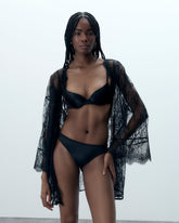 Sheer Lace Kimono Elegant Black Nightwear