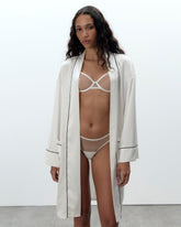 Luxury Satin Kimono Cream and Black