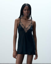 Sheer Chiffon Chemise with Fluid Embroidery