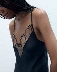 Sheer Chiffon Chemise with Fluid Embroidery