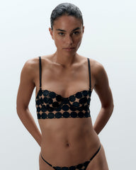 Polka Dot Longline Bra Sheer Mesh Lingerie