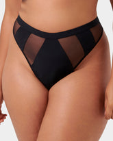 High Waist Thong Black Mesh Lingerie