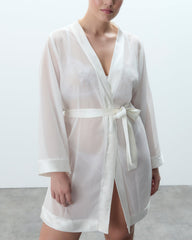 Ivory Chiffon Kimono Loungewear