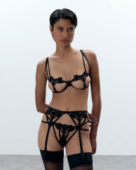 Nova Garter Belt Black Elegant Floral Lace Suspender