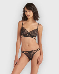 Lace Thong Black Elegant Intricate Design