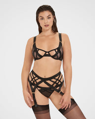 Sculptural Garter Belt Elegant Black Lingerie