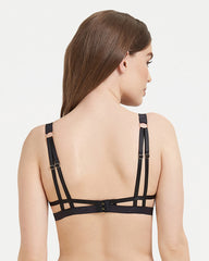 Sculptural Chic Black Bra