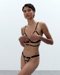 Simone Open Panty Black Gold