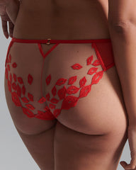 Sheer Mesh Panties with Red Lip Embroidery