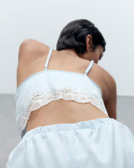 Luxury Satin Cami and Shorts Set in Ice Water Blue