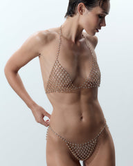 Golden Lattice Lingerie Sparkling Diamond Design