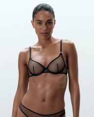 Sheer Mesh Bra Black Elegant Comfort